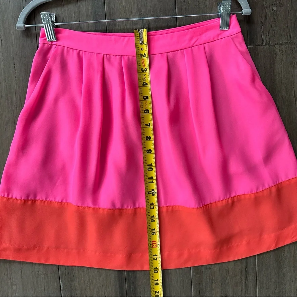 J. Crew Factory Bright Pink Orange A-Line Colorblock Mini Skirt Size 2